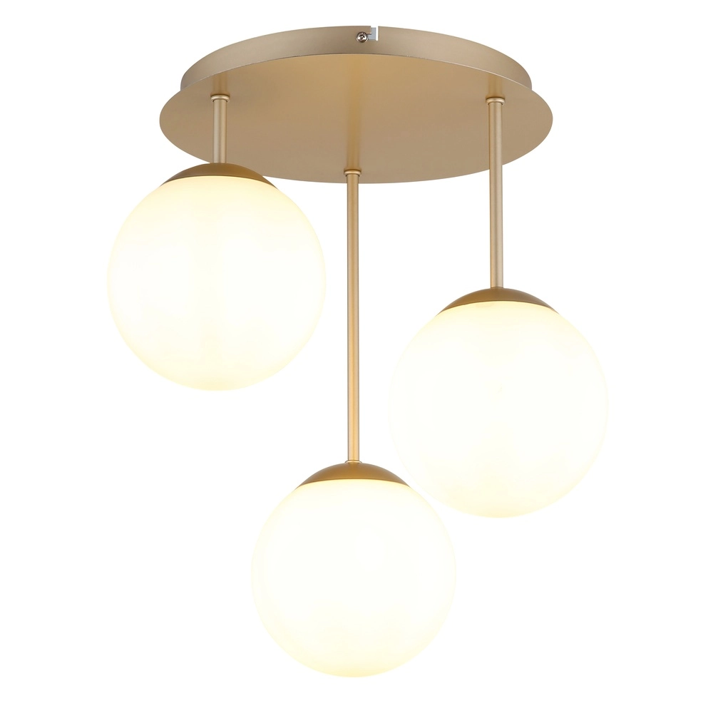 3-lichts plafondlamp Harmon champagne