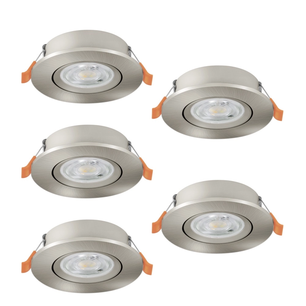 Set van 5 inbouwspots Barranco nikkel Ø 9cm - 3-staps CCT
