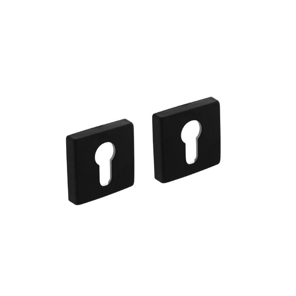 Set van 2 cilinderrozetten Tira vierkant zwart aluminium