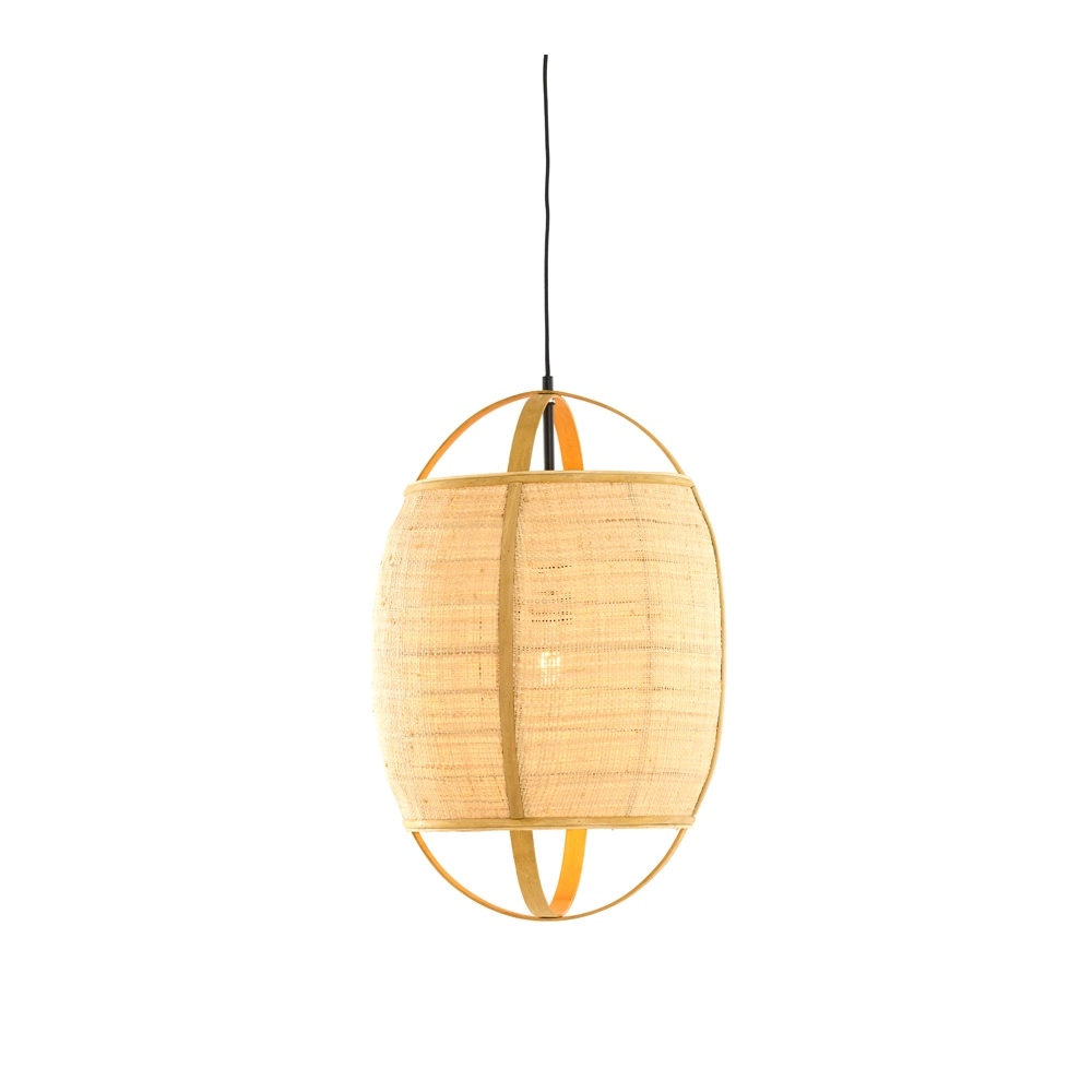 Landelijke hanglamp Bozona licht bruin Ø 38,5cm Light & Living 8717807843960