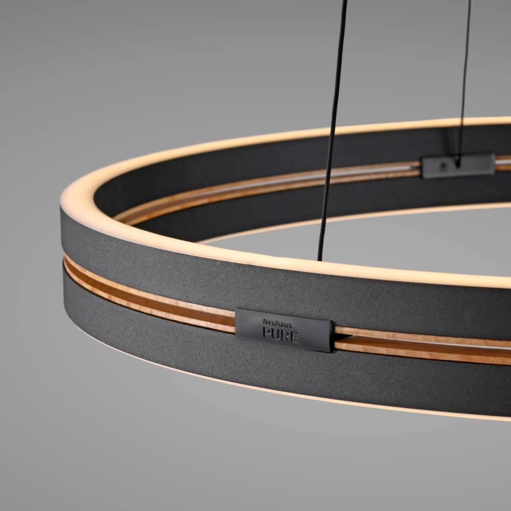 Strakke hanglamp Pure E-Loop zwart Ø 70cm Paul Neuhaus 4012248384336
