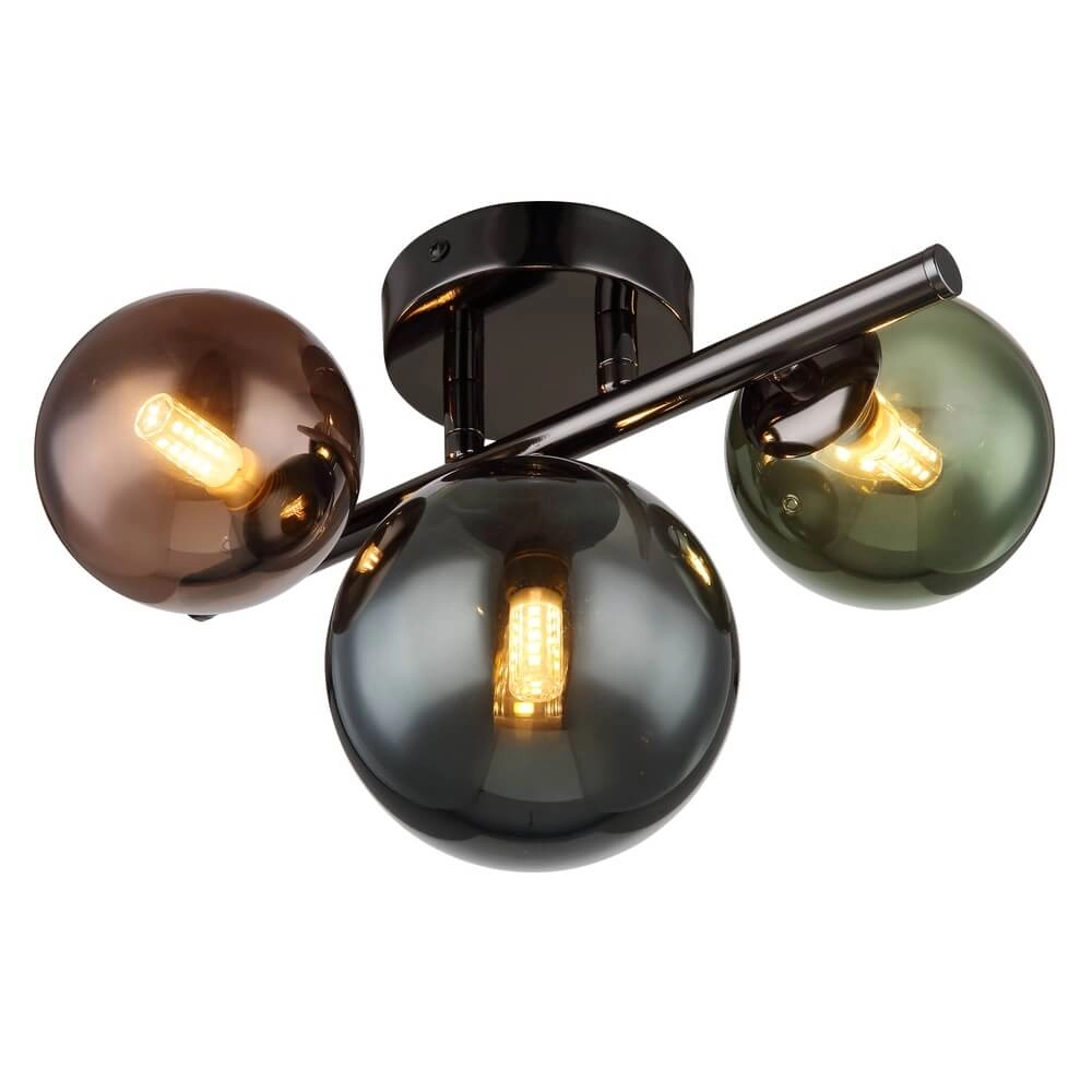 Zwarte wandlamp Riha gekleurd glas 3-lichts
