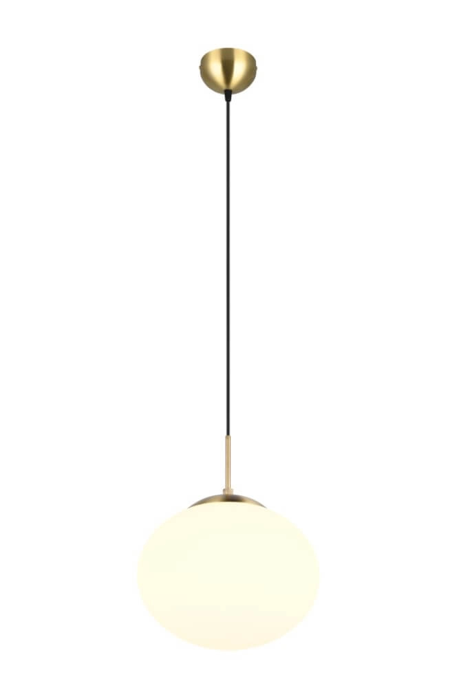 Ovale hanglamp Fomento Ø 30cm - messing met wit glas