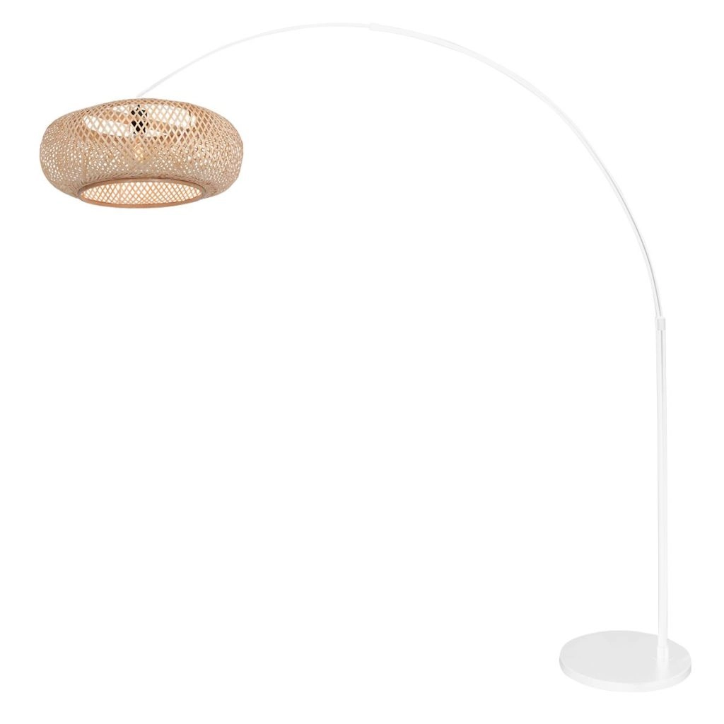 Witte booglamp Maze Naturel met rotan kap Steinhauer 8712746185812