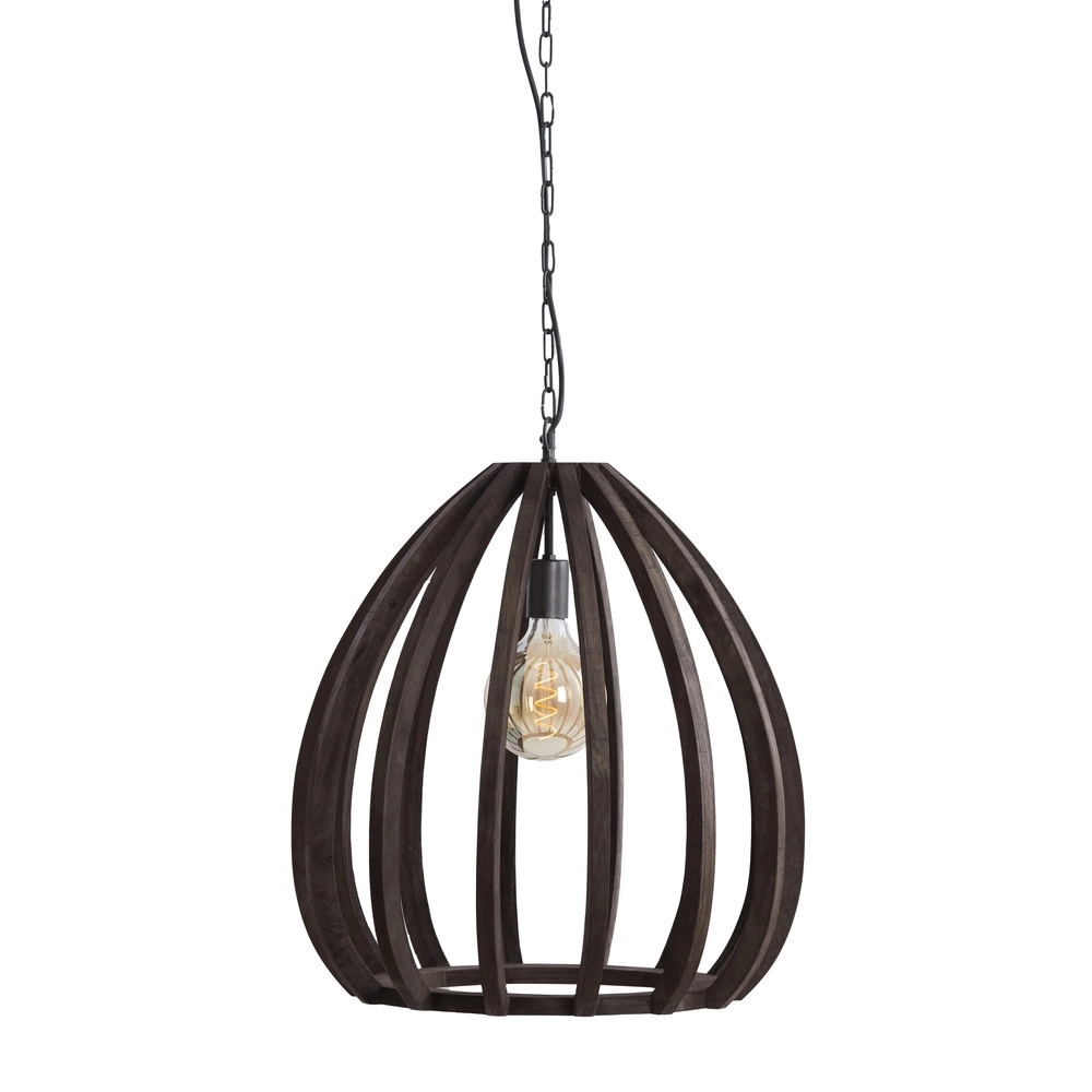 Houten hanglamp Barsia Ø 50cm - walnoot kleur Light & Living 8717807701055