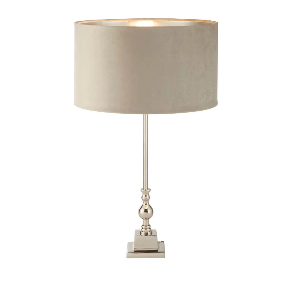 Tafellamp chroom Whitby met taupe kap Searchlight 5053423257662