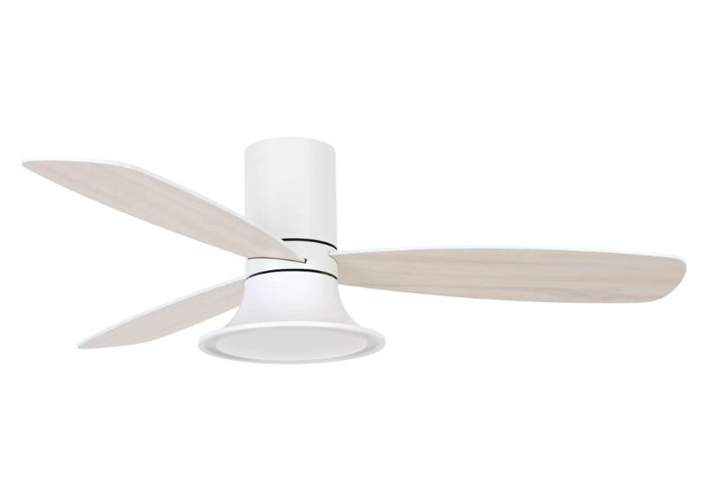 Witte ventilator met lamp Flusso Ø 132cm