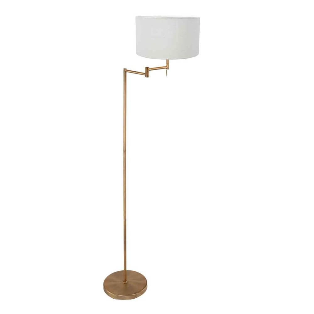 Vloerlamp Bella brons met witte kap