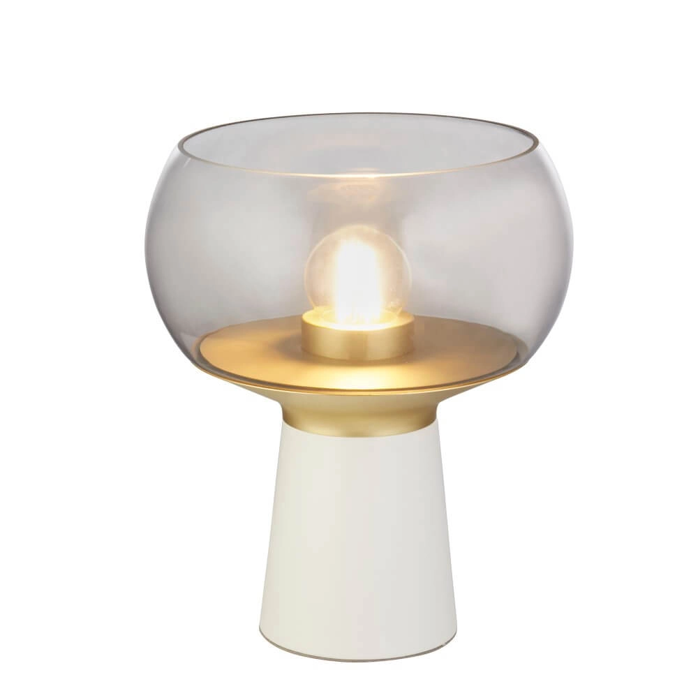 Tafellamp Tablu wit/goud met smoke kap
