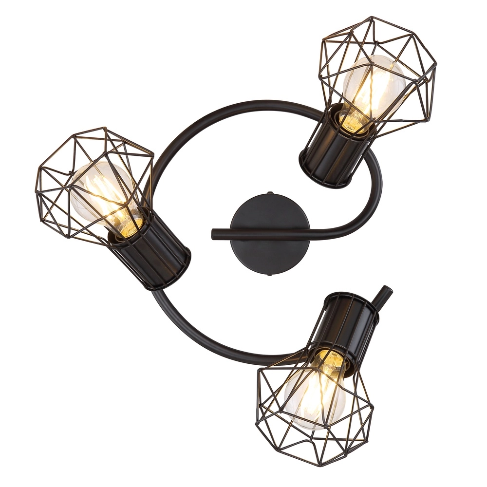 Ronde plafondlamp Priska 3-lichts zwart Globo 9007371403172