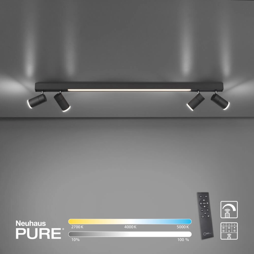 Strakke plafondlamp Pure Lines Spot antraciet Paul Neuhaus 4012248366349