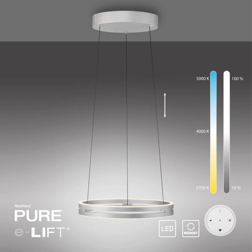 Strakke hanglamp Pure E-Loop aluminium Paul Neuhaus 4012248372272