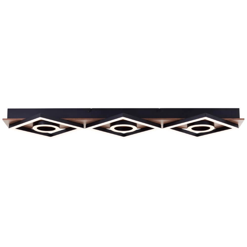Plafondlamp zwart met hout Maureen 88cm