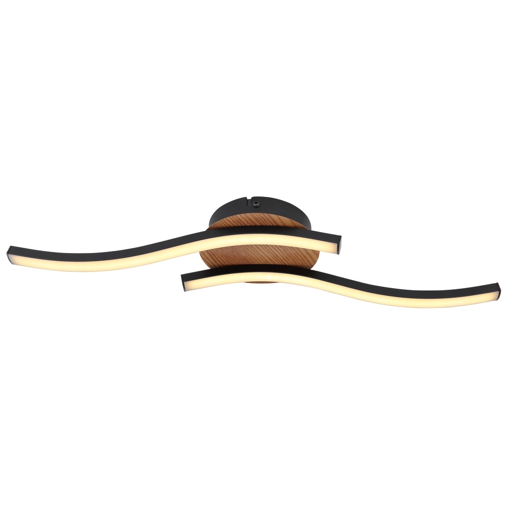 Zwarte plafondlamp Evita met hout Globo 9007371416172