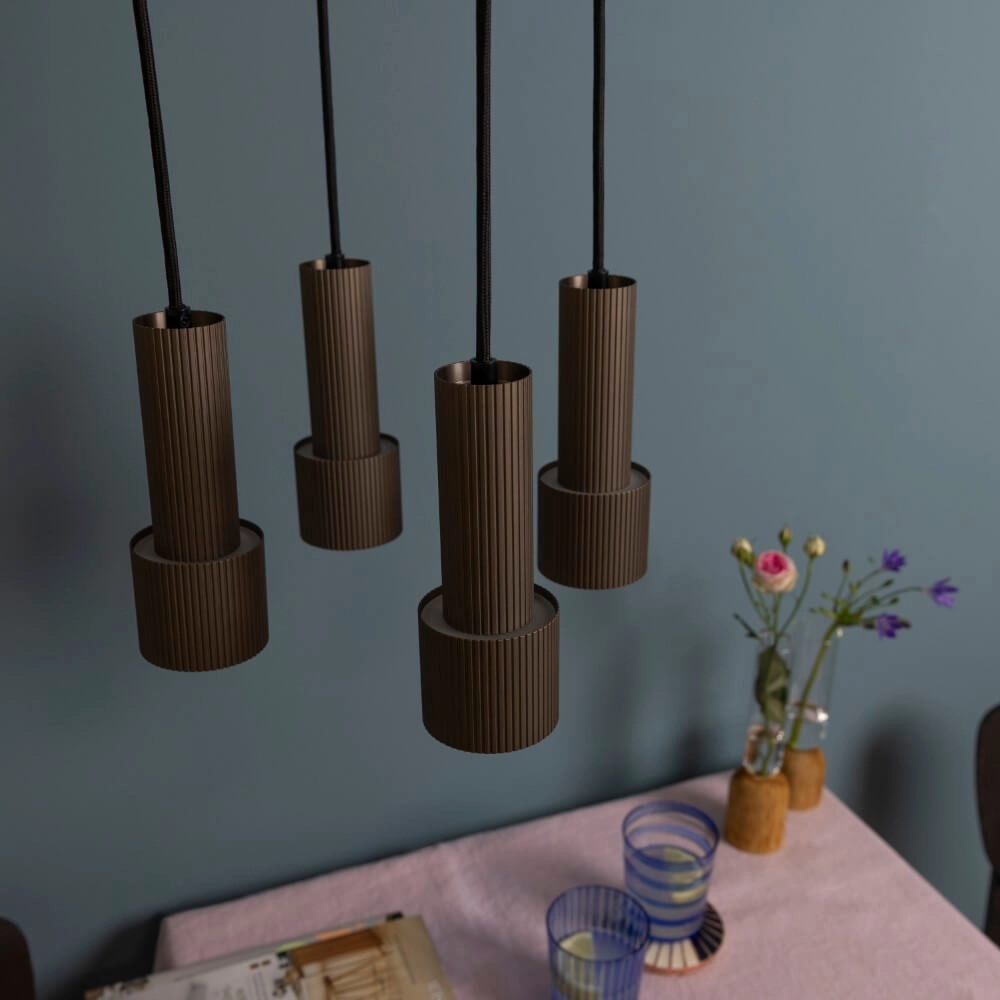 Hanglamp rond Cadiz 4-lichts zwart met brons Brilliant 4004353446955