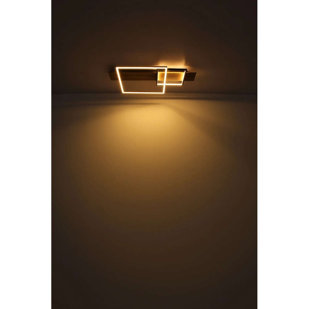 Design plafondlamp Vanni zwart met houtlook 60cm Globo 9007371451081