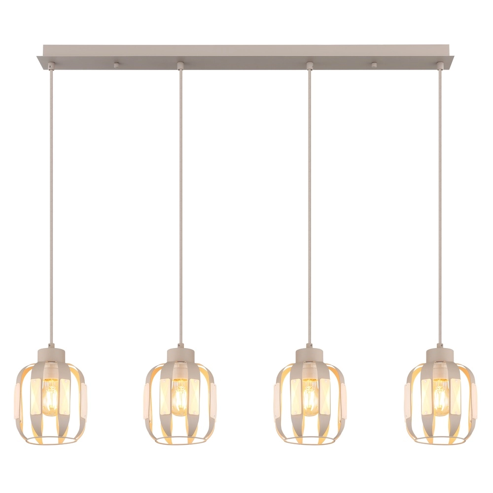 Eetkamer hanglamp Arlen 4-lichts zand bruin Globo 9007371580569
