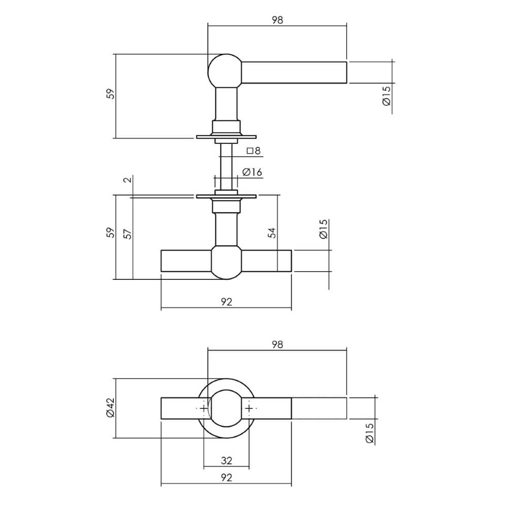 Deurklink L/T vorm Bol rond rozet RVS Intersteel 8714186557013