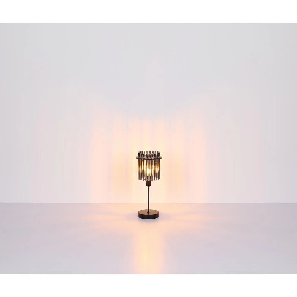 Zwarte tafellamp Gorley met amberglas Ø 15cm Globo 9007371474981