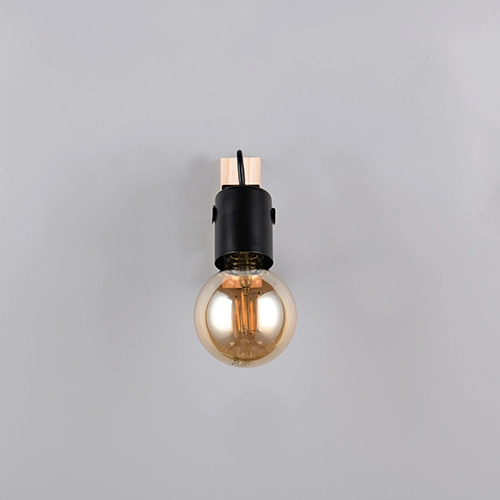 Plafondlamp Lynar zwart met hout Trio 4017807670684