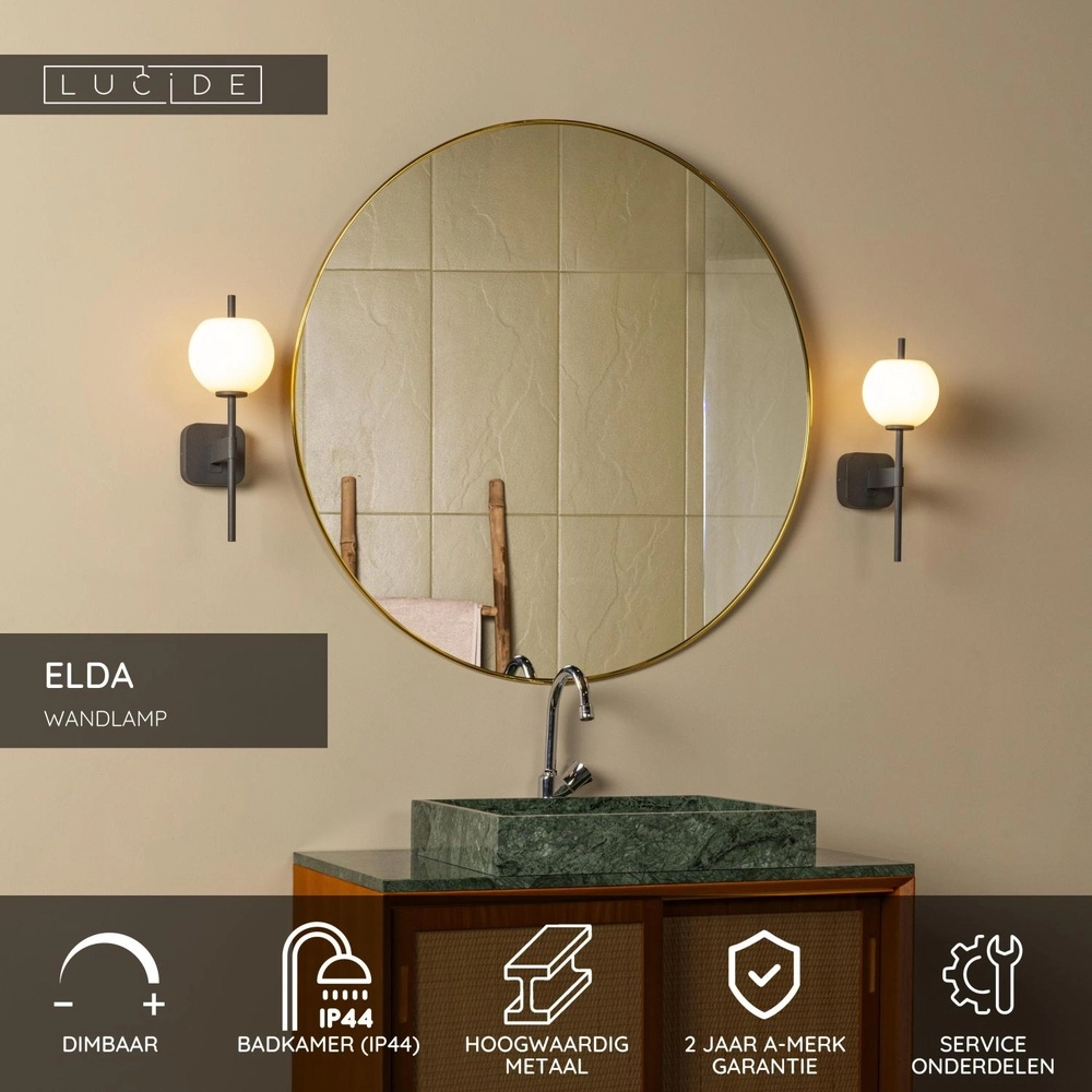 Wandlamp Elda zwart Lucide 5411212040633