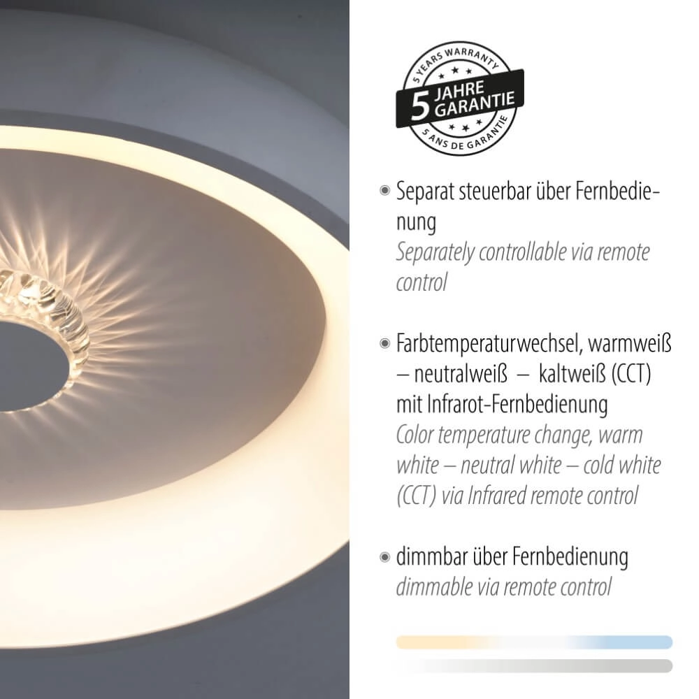 Ronde plafondlamp Vertigo wit Ø 46,5cm Just Light 4043689994709