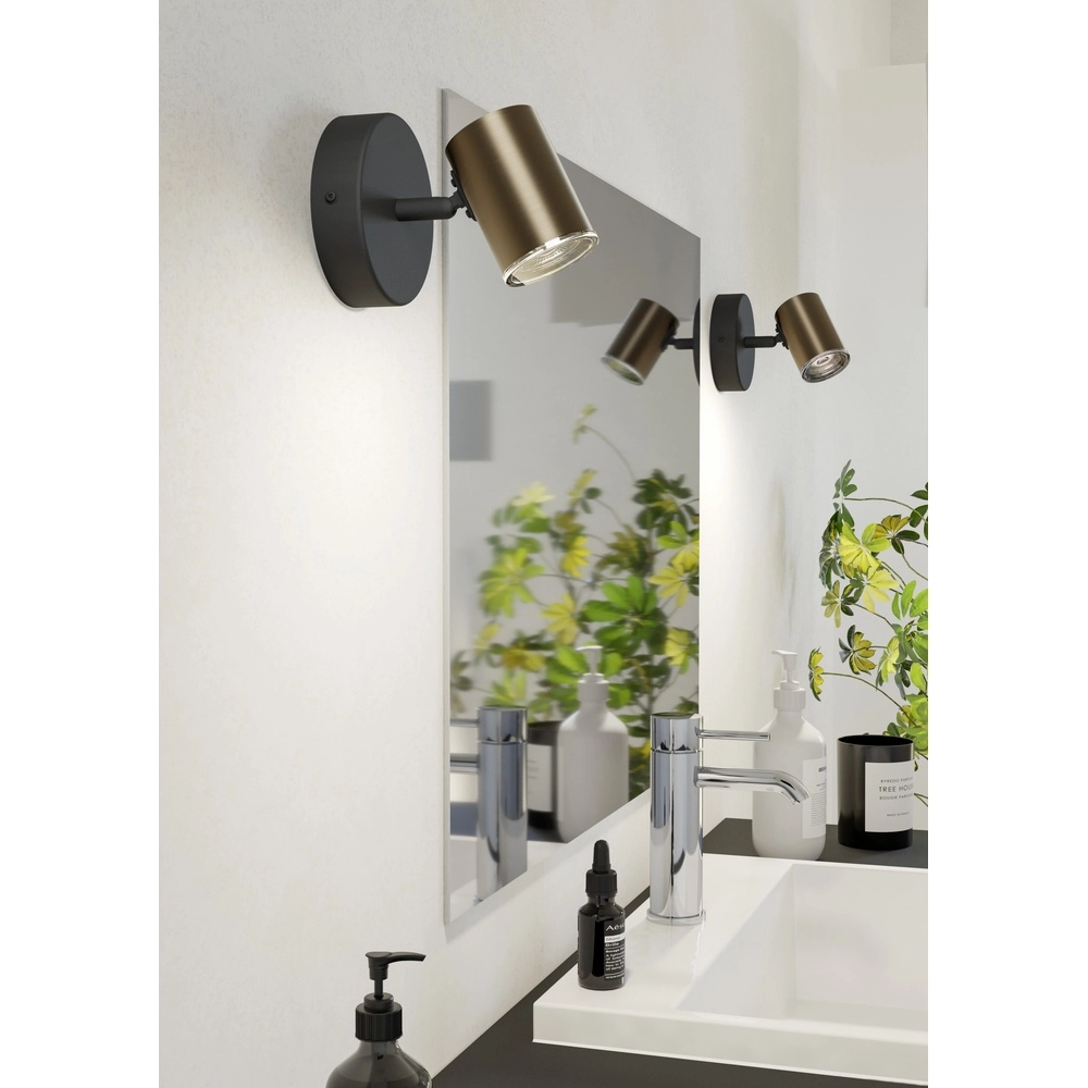 Badkamer spots Consuma 1 GU10 - zwart met brons Eglo 9008606365074