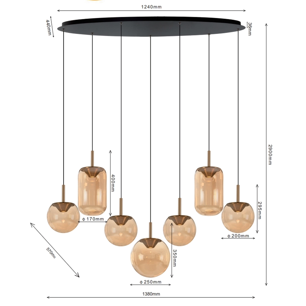 Eetkamer hanglamp Yvonne 7-lichts ETH 8720195311645