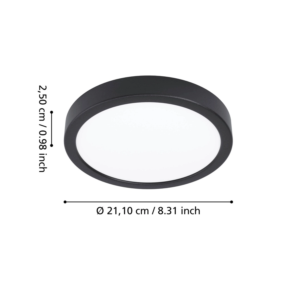 Plafonnière IP44 Fueva 6 rond - zwart - Ø 21,1cm Eglo 9008606330317