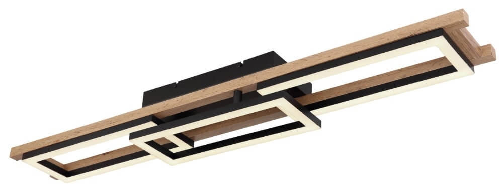 Plafondlamp Illa 100 cm zwart met hout
