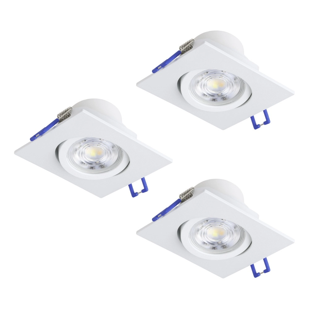 Set van 3 inbouwspots Saliceto wit vierkant