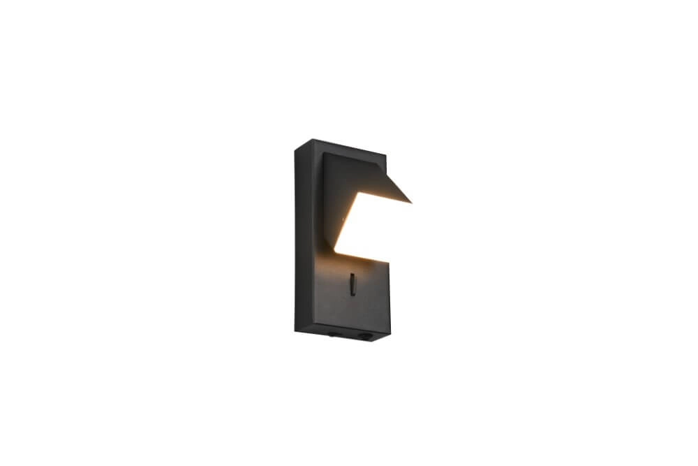 Wandspot zwart Raglan met schakelaar