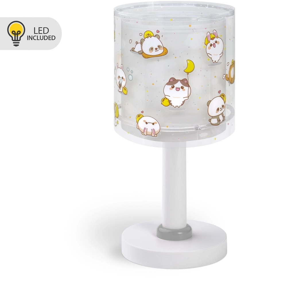 Kinder tafellampje Kawaii Friends grijs glow in the dark