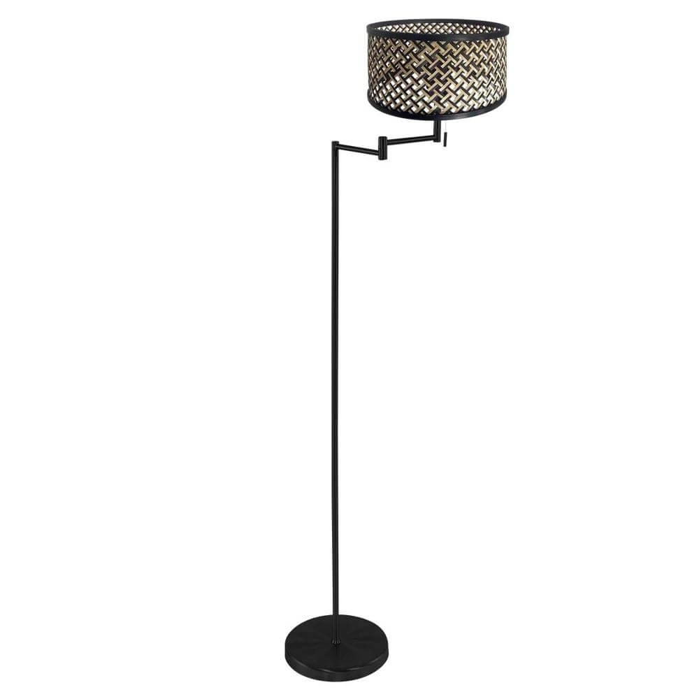 Vloerlamp Bella zwart met bamboe kap