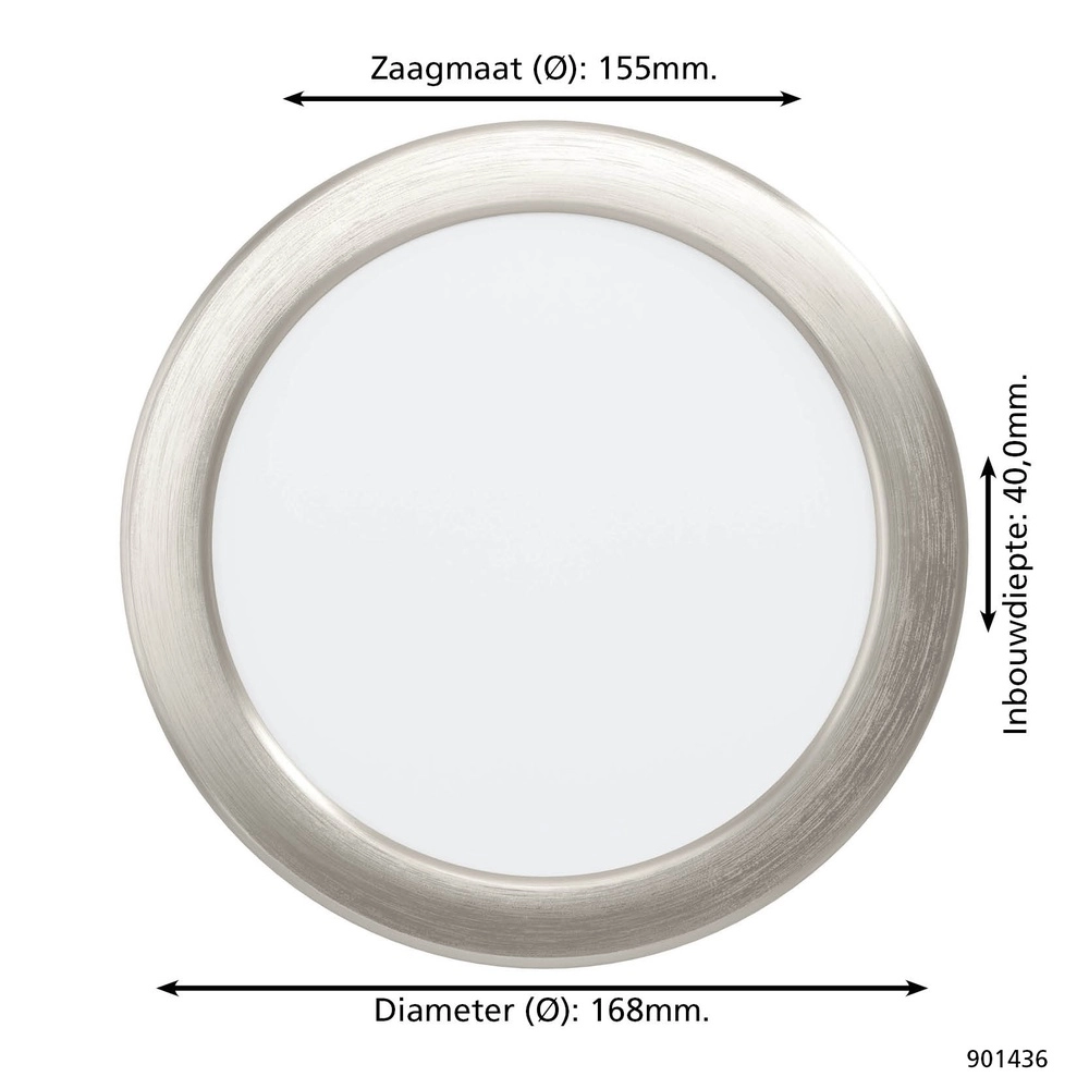 IP44 inbouw lamp Fueva 6-Z Zigbee - rvs - Ø 16,8cm Eglo 9008606331048