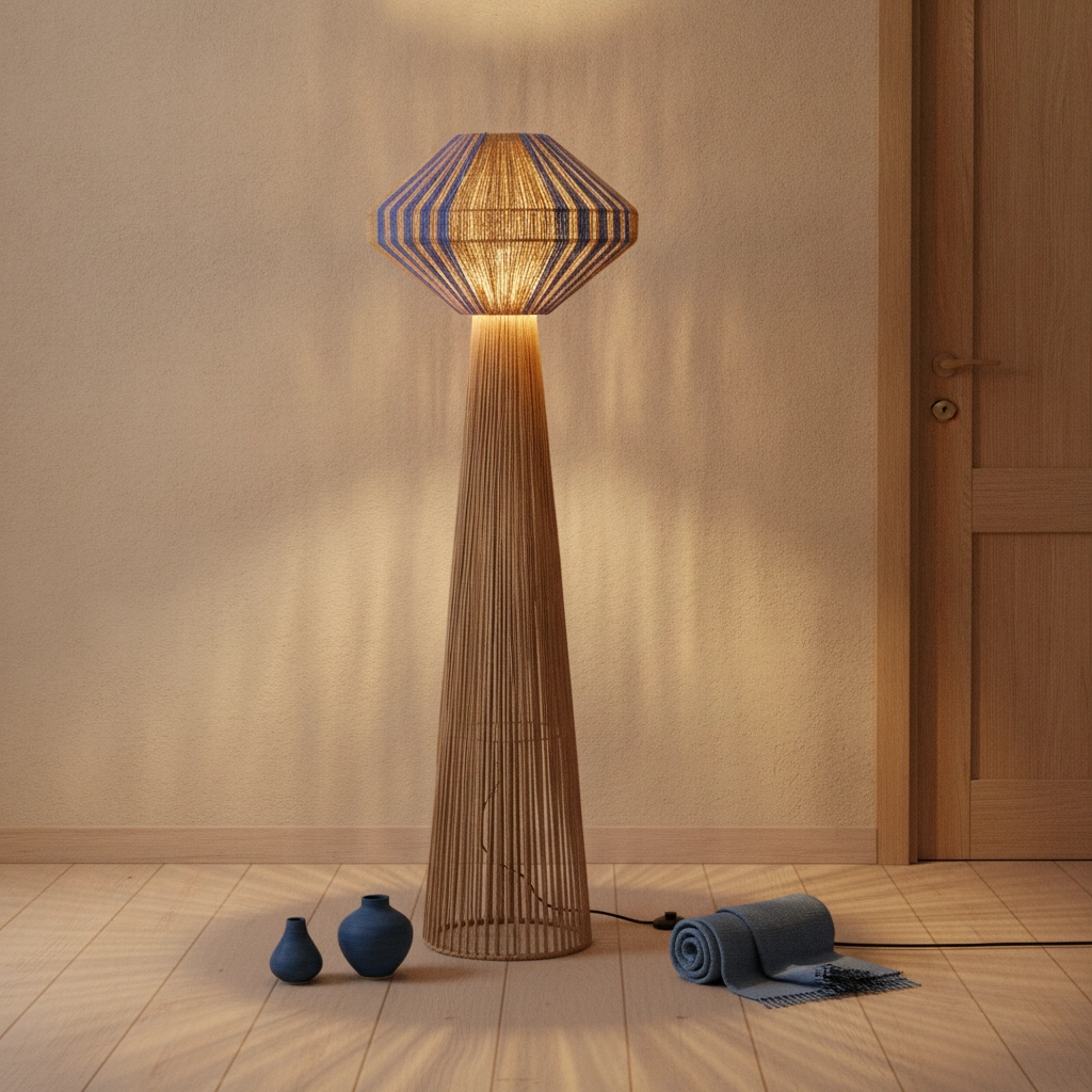 Vloerlamp Abby Ø 50cm bruin met blauw