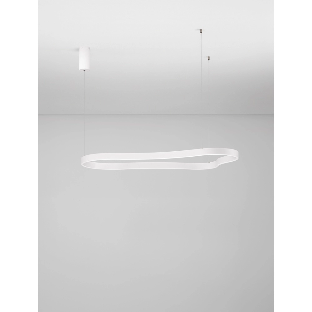 Natuurlijke vorm hanglamp Dussa wit 120cm
