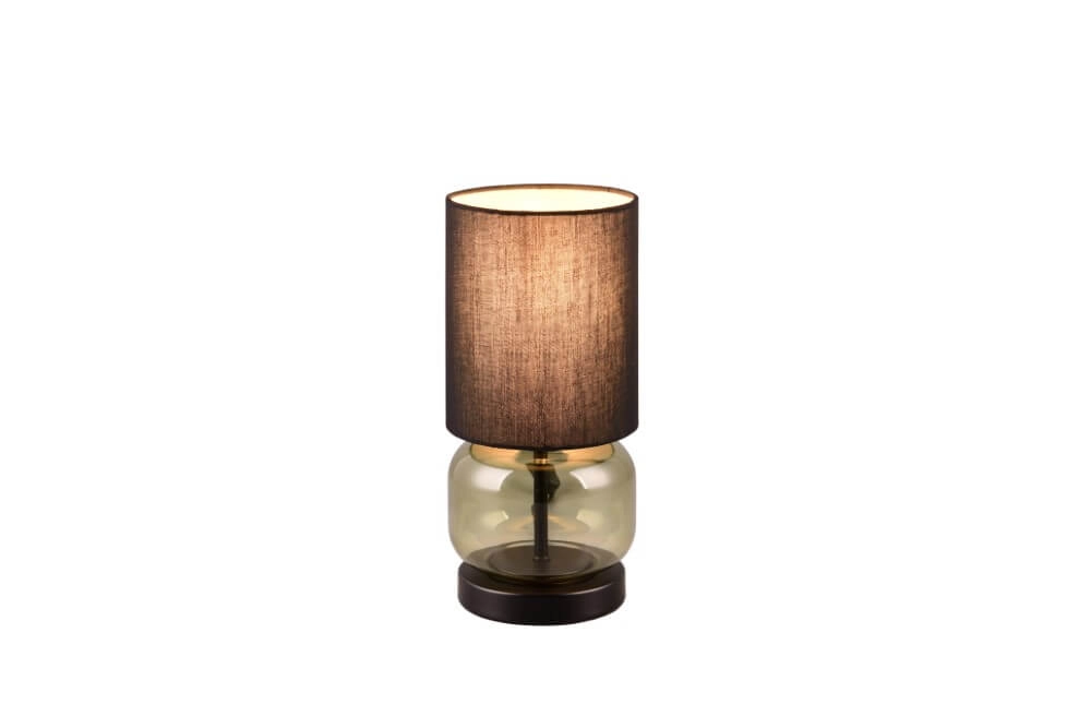 Zwarte tafellamp Elio met groen glas