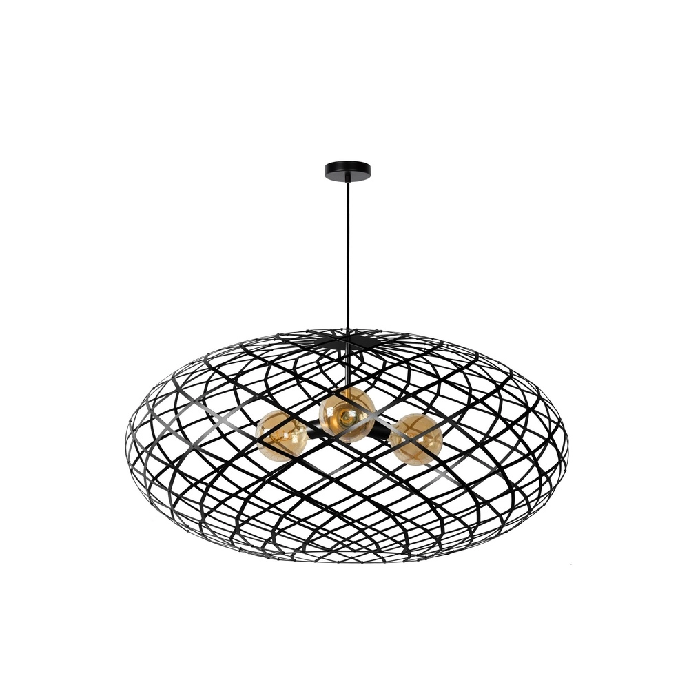 Vide hanglamp Wolfram 3-lichts zwart
