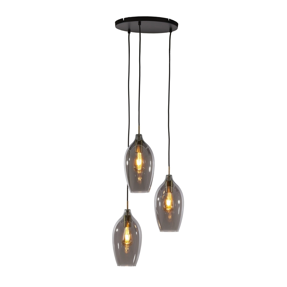 Eettafel hanglamp Lukaro 3-lichts - smoke glas Light & Living 8717807703264