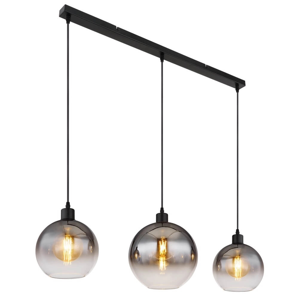 Zwarte hanglamp Newcastle bol smoke glas 3-lichts