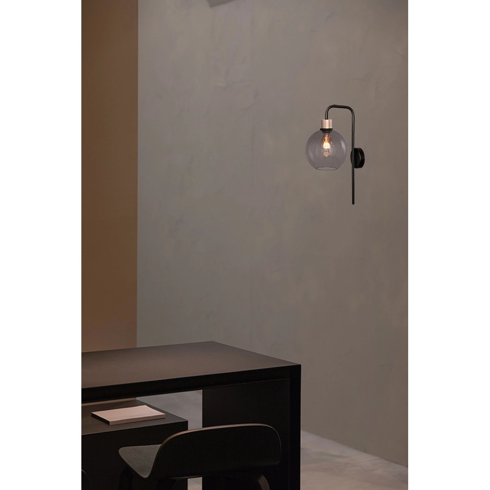 Wandlamp Lazise zwart met goud smoke glas Masterlight 8718121330686