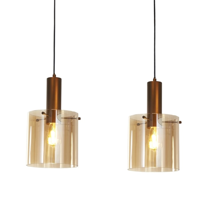 Bruine hanglamp Sweden 3-lichts recht Searchlight 5053423303802