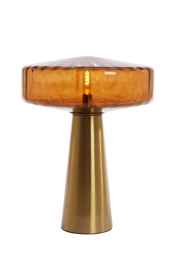Tafellamp Pleat goud met bruin Ø 40cm