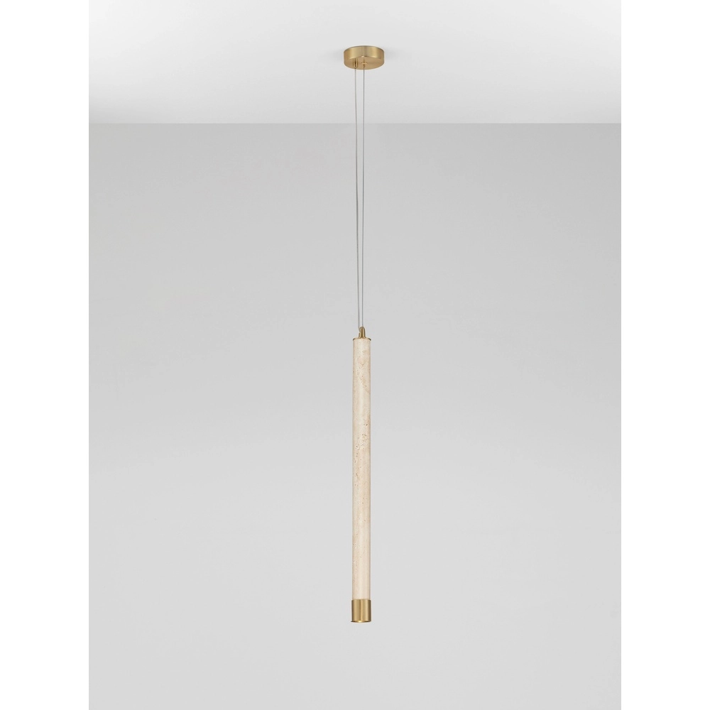 Moderne hanglamp Muse goud met zand bruin travertin Lyora 5212017495792