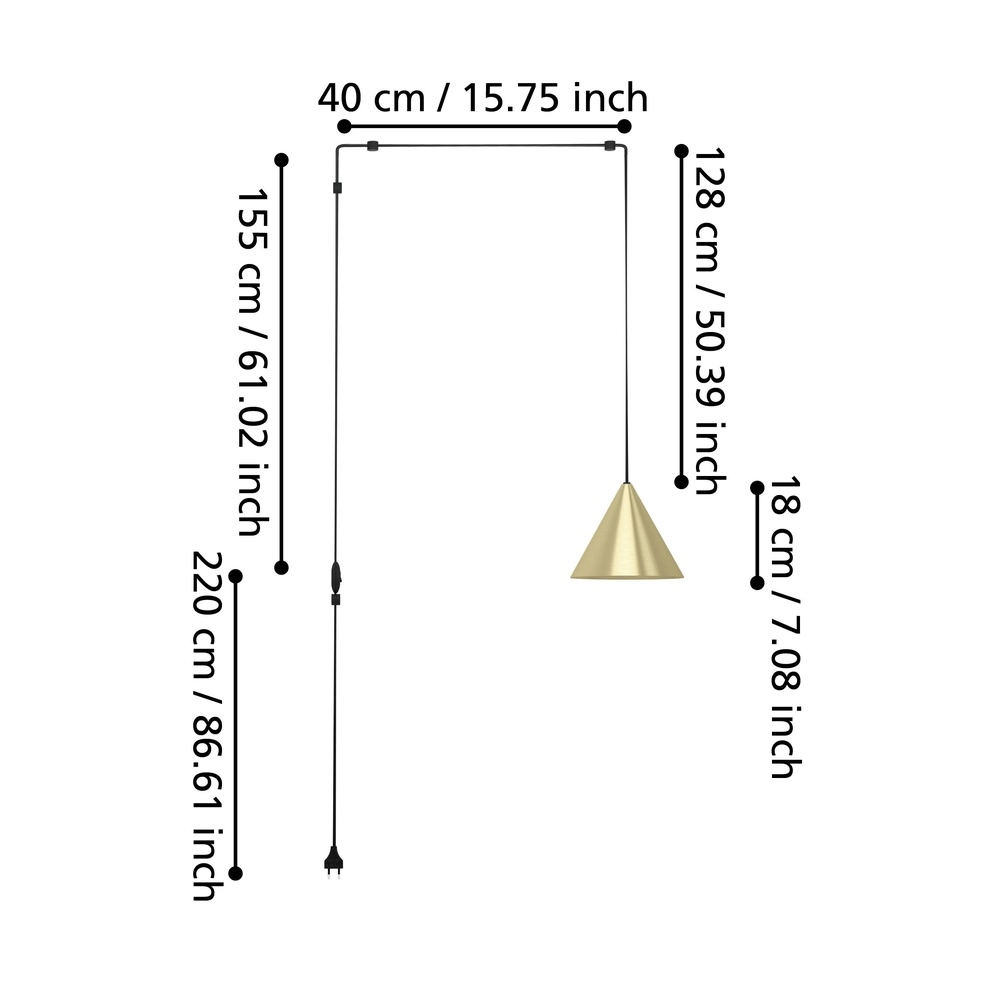 Flexibele hanglamp Narices Ø 18cm - goud - schakelaar Eglo 9008606281824