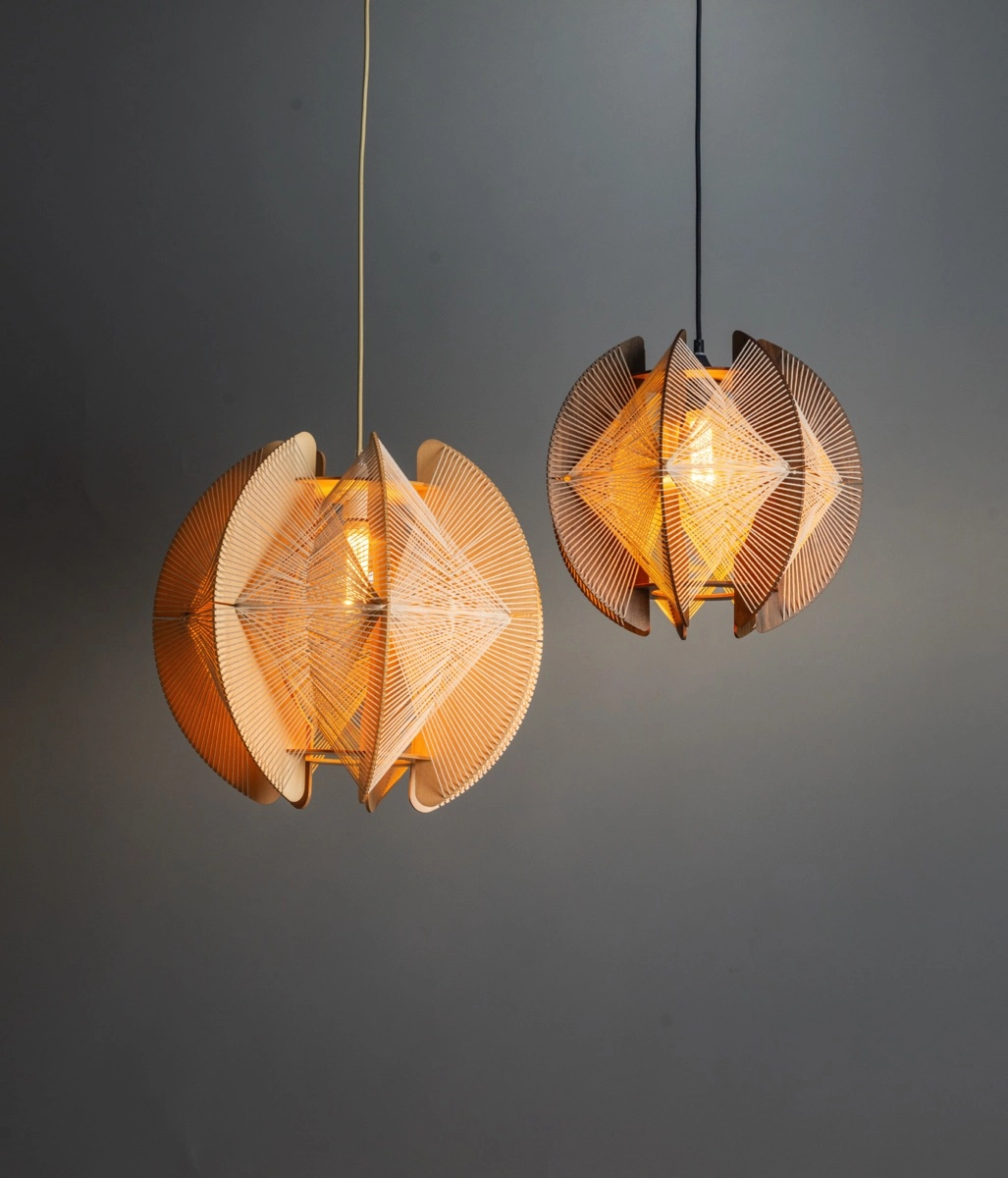 Houten hanglamp met draden Jessica oak - Ø 40cm ETH 8720195312147