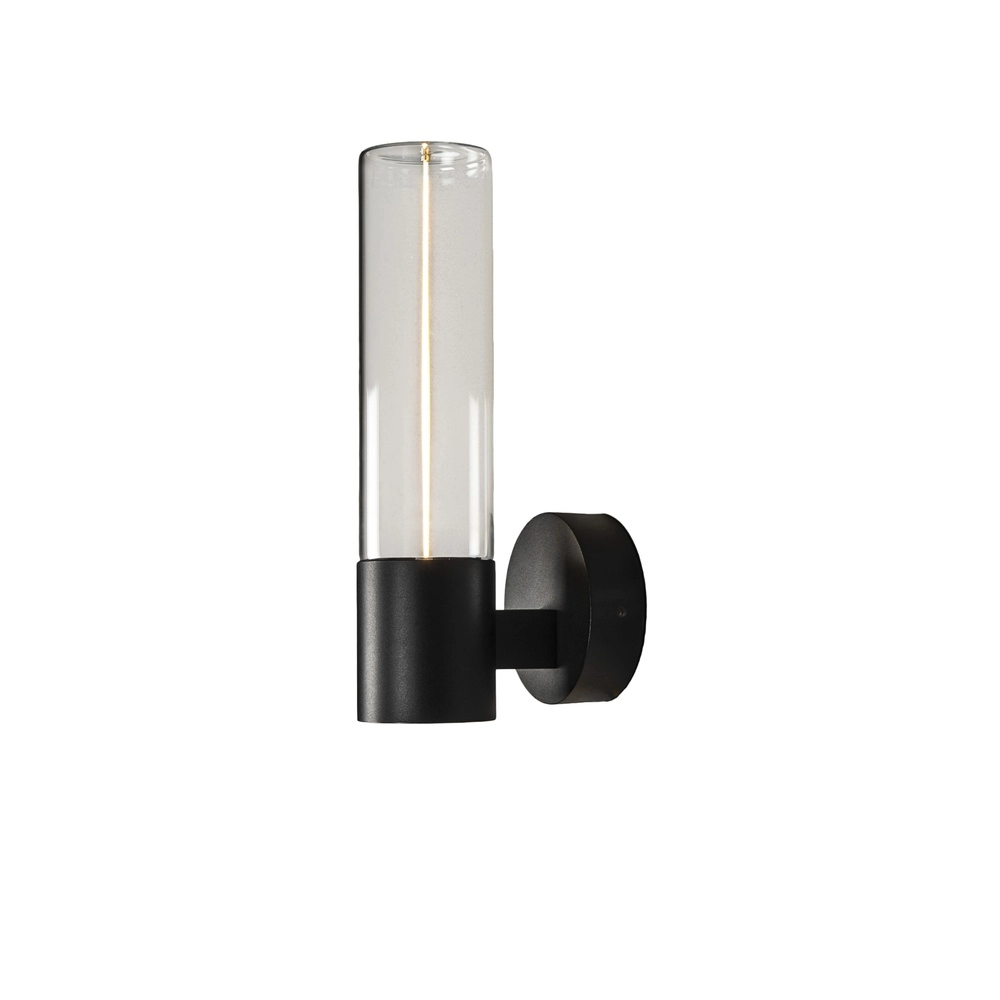 Strakke wandlamp Edison zwart met uniek effect 29cm