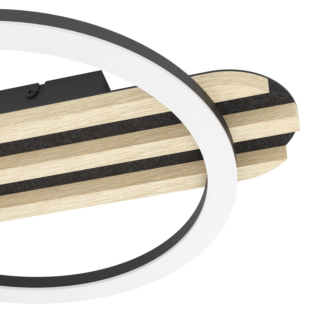 Moderne plafondlamp Cembrano zwart met hout 50cm Eglo 9008606388165