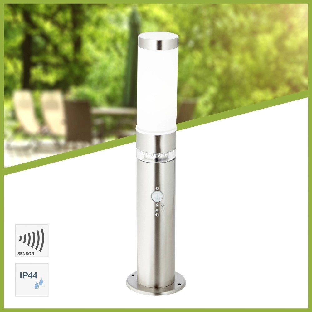 RVS terraslamp Bole met sensor Brilliant 4004353133732